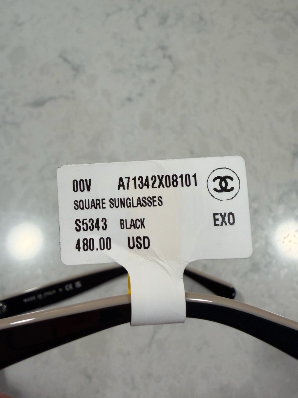 Chanel Square Sunglasses - Black with Beige trim - New with tags - Picture 7 of 11